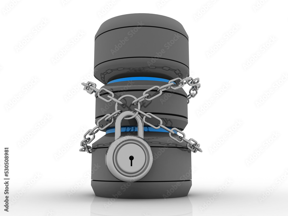 Poster 3d rendering database storage data base protected lock