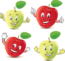 Apple cartoon character, smile and giving thumbs up	