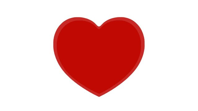 Animation of a red heart with heartbeat on white background
