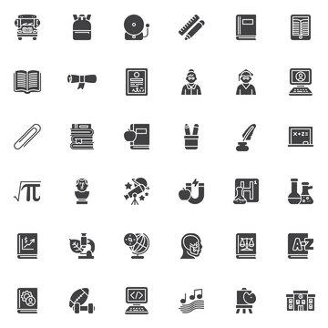 Education and school vector icons set