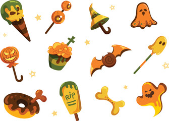 Halloween Candy Vector Collection Set