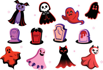 Halloween Ghost and Tombstone Vector Collection