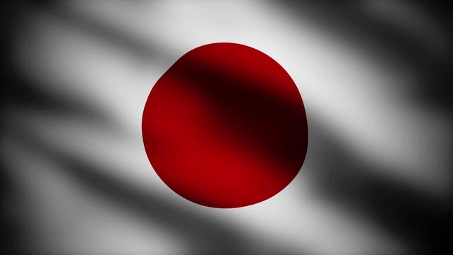 the flag of japan blowing in the wind as a realistic background