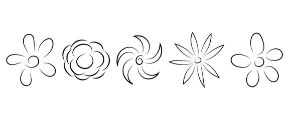 A set of hand drawn simple flowers. Good for any project.