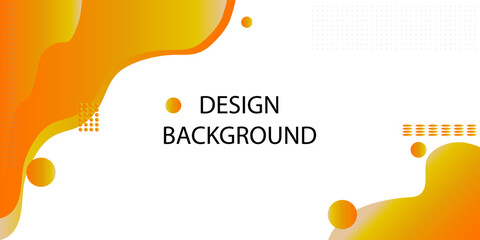 Design of a colorful banner template with gradient orange colors and fluid shapes.