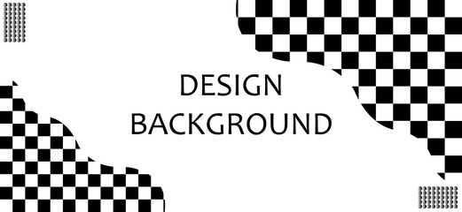 Design of a colorful banner template with black and white colors and square shapes.