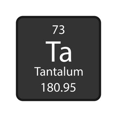 Tantalum symbol. Chemical element of the periodic table. Vector illustration.