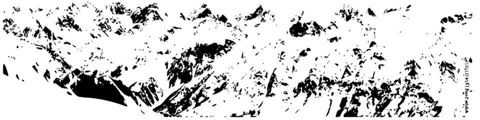 Fototapeta na wymiar Silhouette of mountains. Black and white image of the contour of the hills. Vector image of stones, terrain, relief, rocks. Design element.