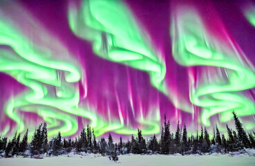 Beautiful Northern Lights aurora borealis borealisgreen. Purple and green aurora.