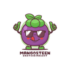 mangosteen cartoon mascot. fruit vector illustration