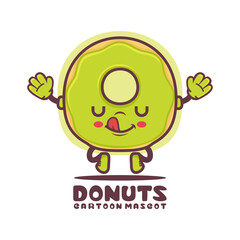 green donuts cartoon mascot. food vector illustration