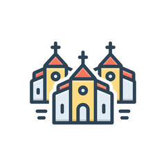 Color illustration icon for churches