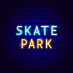 Fototapeta na wymiar Skate Park Neon Text. Vector Illustration of Sport Glowing Object.