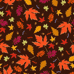 Fototapeta premium Autumn seamless pattern. Vector illustration.