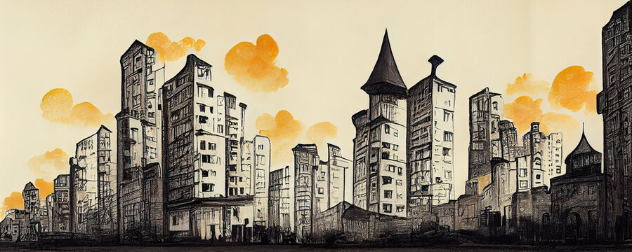 Urban city architecture background wallpaper illustration