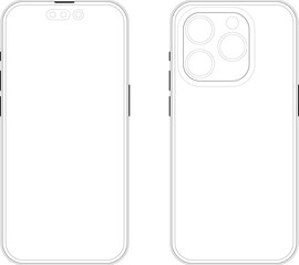 Detailed sketch of the famous phone in front and back view.