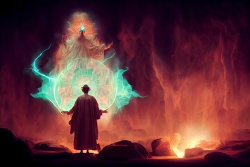 A powerful wizard casting a spell