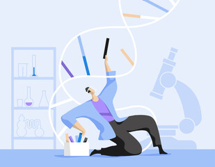 Ricercatore che fa test di laboratorio sul codice genetico