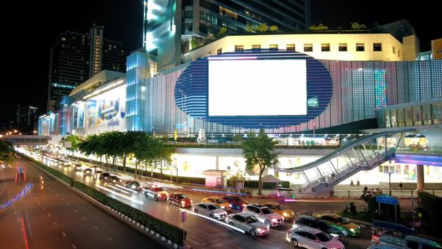 Time lapse night traffic in Bangkok city, Thailand.