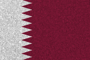 Obraz premium Flag of Qatar on styrofoam texture. national flag painted on the surface of plastic foam