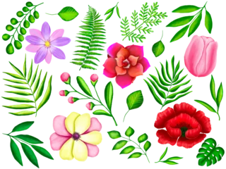 Poster Florals with green leaves set © LekoArt 