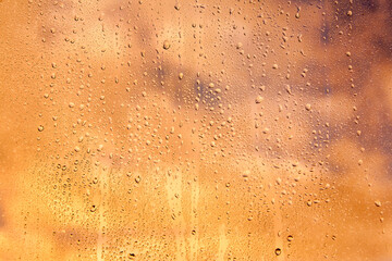 Texture of water drops on glass. Decorative abstract background