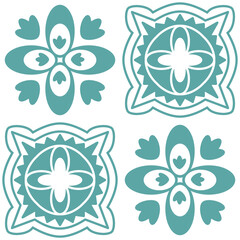 Pastel blue Azulejo tiles for interior decoration and textile, Spanish Azulejo style ceramic tiles, vector illustration design