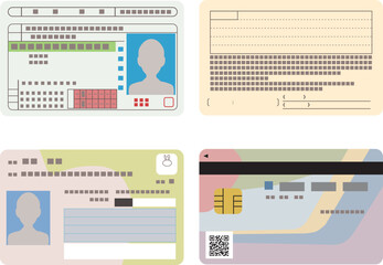 運転免許証とマイナンバーカードの表と裏　カラー