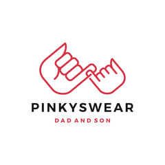 pinky swear promise dad and son daughter little finger hand logo vector icon illustration
