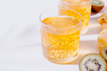 Refreshing summer drink in glasses, hard light with shadows