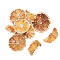 Dried orange fruit slices on a transparent background