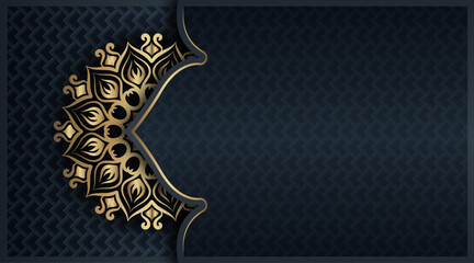 Fototapeta premium mandala background, dark gray and gold