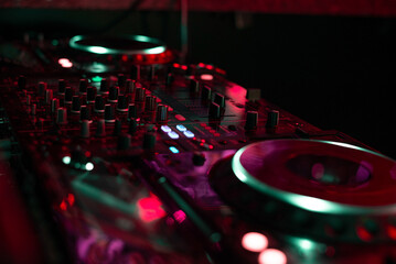 Fototapeta na wymiar DJ mixing console. Tune in before a concert