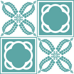 Pastel mint Azulejo design for ceramic tiles and wall design, traditional spanish background