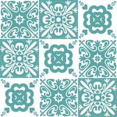 Talavera spanish ceramic tiles for wall decoration, azulejo pattern vector illustration for design
