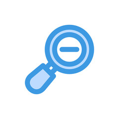 Zoom out icon in blue style about camera, use for website mobile app presentation