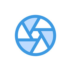 Diaphragm icon in blue style about camera, use for website mobile app presentation