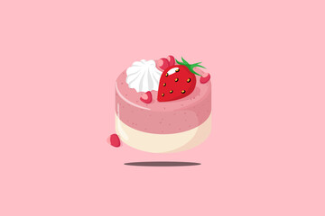 Strawberry yogurt cheese Cake background pink
