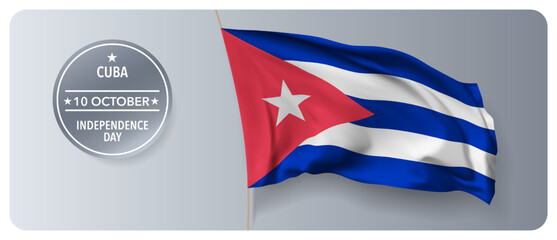 Cuba independence day vector banner, greeting card