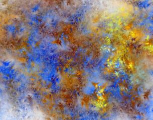 Naklejka na ściany i meble Texture fractal graphic background. Yellow and blue shades