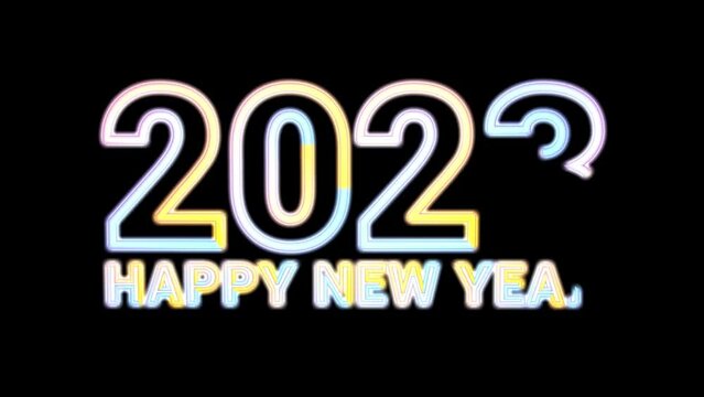 Animation 2023, minimalistic new year greetings. Happy New Year, colorful .3D render .