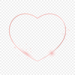 Rose gold glowing heart shape frame