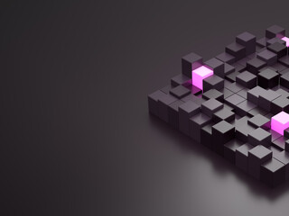 Irregular raised cube background with copy space