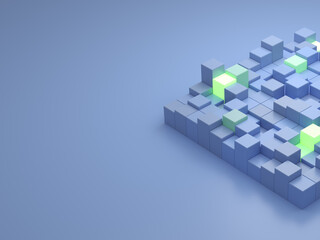 Irregular raised cube background with copy space
