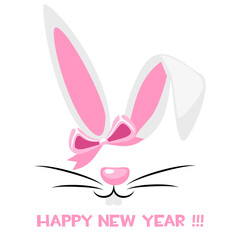 Happy New Year 2023, Cartoon Rabbit Zodiac. Greeting card template.