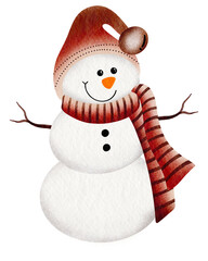 Christmas snowman watercolor 