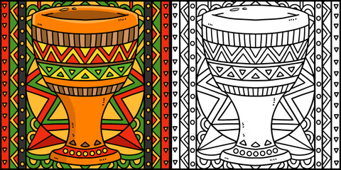 Fototapeta na wymiar Kwanzaa Unity Cup Coloring Page Illustration