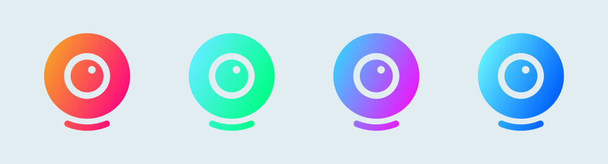 Obraz premium Webcam solid icon in gradient colors. Video camera signs vector illustration.