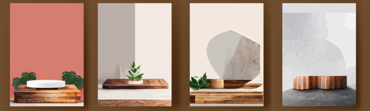 Marble Mock Up, Show Cosmetic Product Display, Podium, Stage Pedestal Or Platform. 3d Vector Abstract Minimal ,scene Geometric, Forms, Wood Podium White Background 