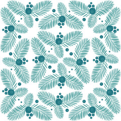 Tropical seamless pattern with palm leaves, green emerald mint color, vector illustration for textile and decoration